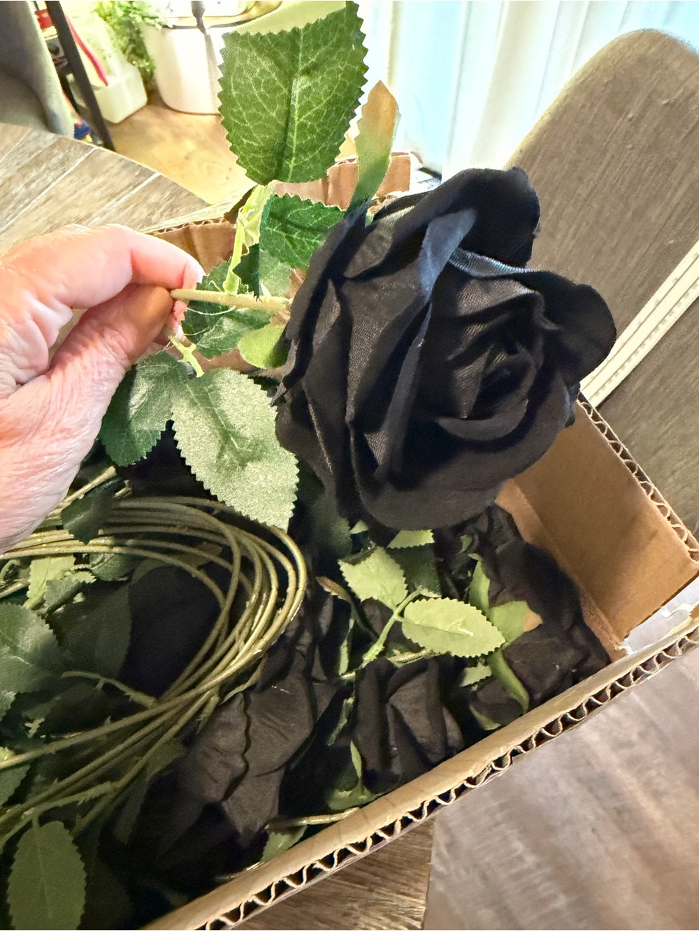 NWT long stem black roses box of 60 count artificial flowers